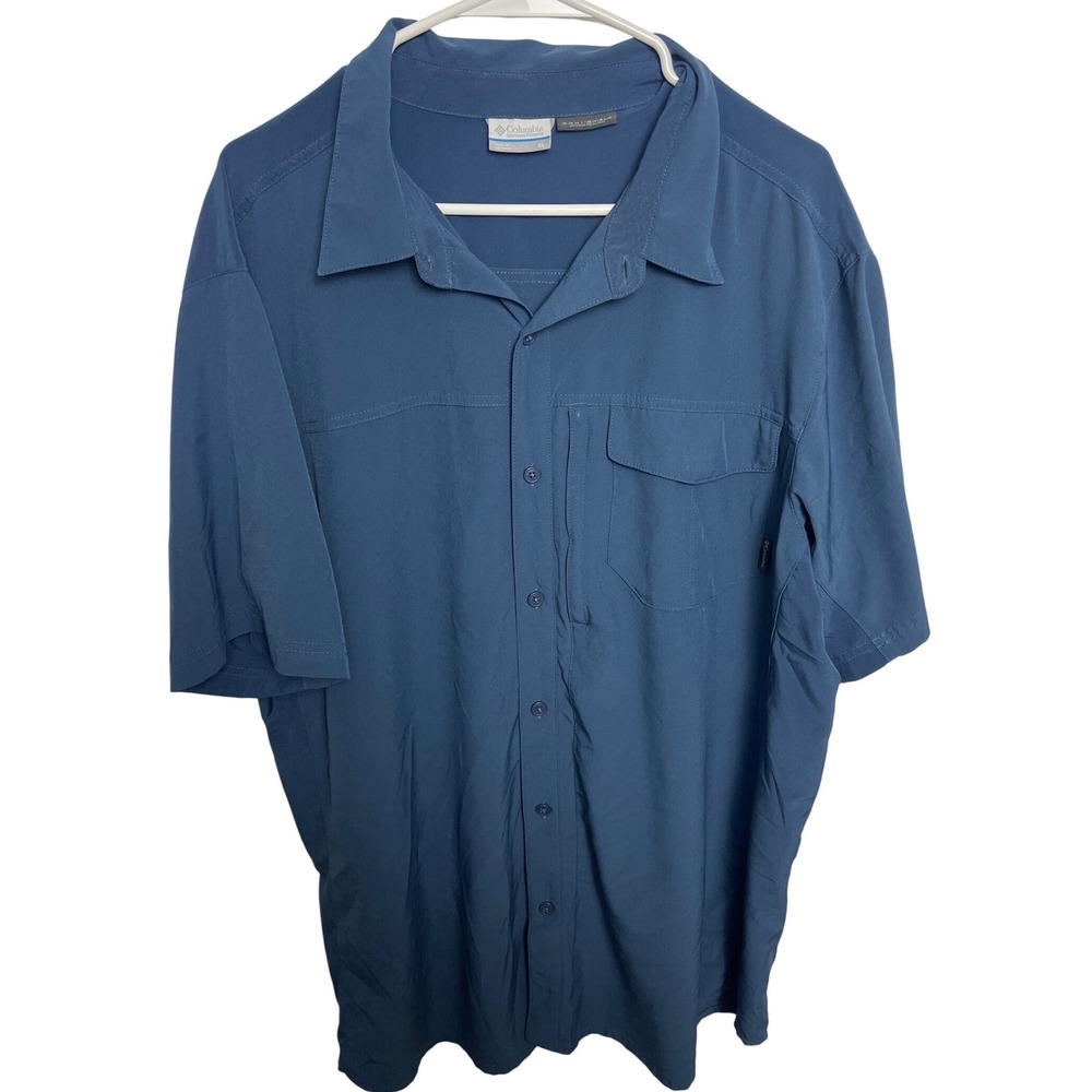 Columbia Omni-Shield Blue SS Button Down Hiking Shirt Mens XL‎
